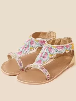 Image of Accessorize Girls Funshine Beaded Sandals - Multi, Size 2 Older