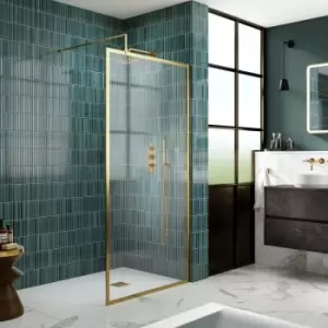 Image of Hudson Reed Full Outer Frame Wetroom Screen 1950x1400x8mm - Brushed Brass