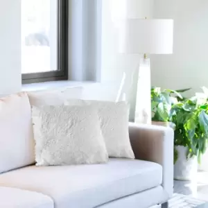 Image of Emma Barclay Doux Super Soft Teddy Faux Fur Cushion Cover, White, 43 x 43 Cm
