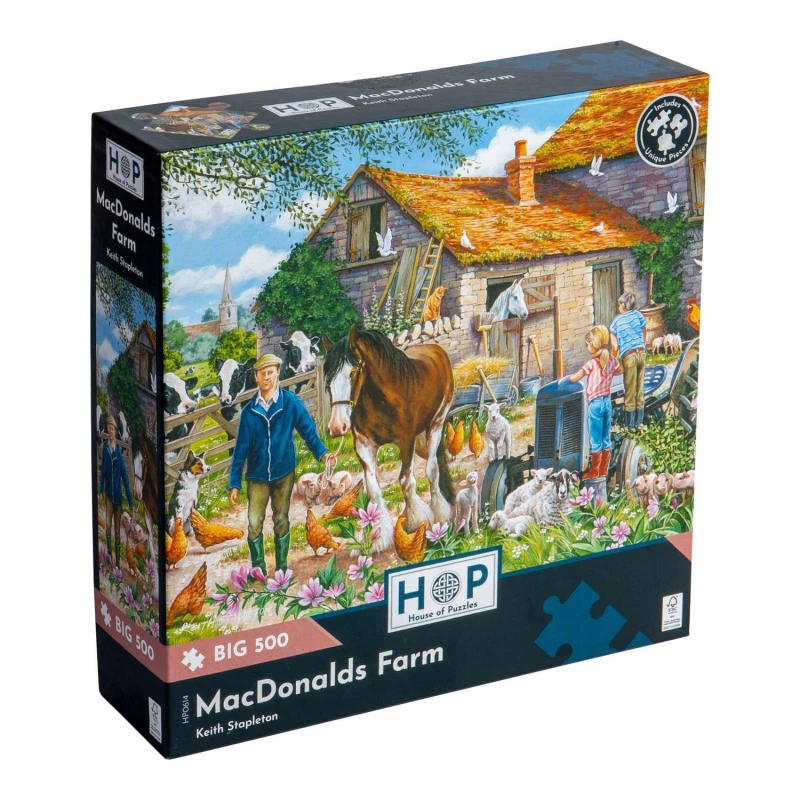 Image of The House Of Puzzles MacDonalds Farm, BIG 500 Piece Jigsaw Puzzle Multi unisex