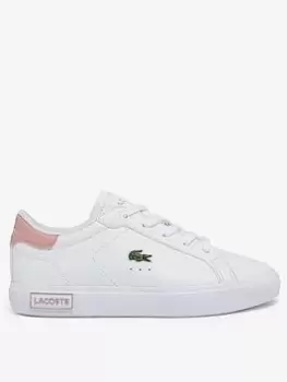 Image of Lacoste Infant Powercourt 0721 Trainers, White/Pink, Size 5 Younger
