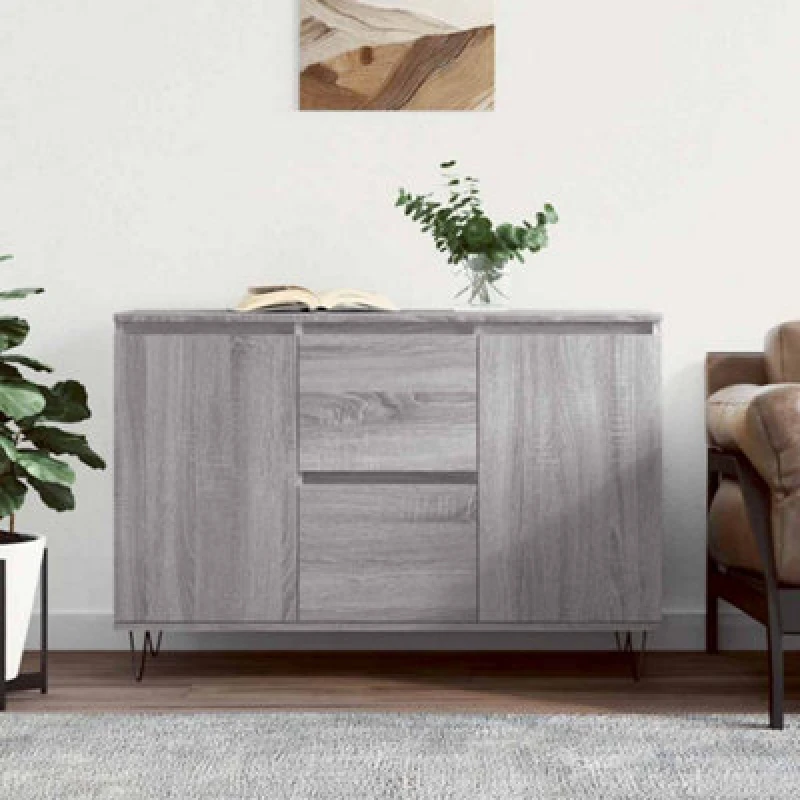 Image of Vidaxl Sideboard Grey Sonoma 101.5X35X70 Cm Engineered Wood