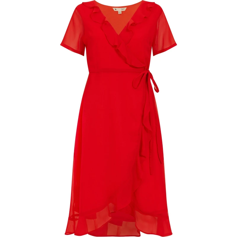 Image of Yumi Yumi Green Frill Wrap Dress - Red Red 8