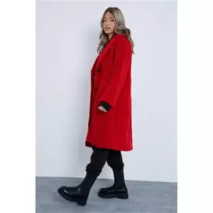 Image of I Saw It First Red Longline Borg Coat - Red