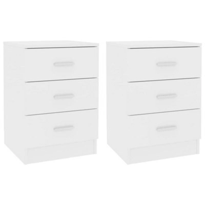 Image of Bedside Cabinets 2 pcs White 38x35x56cm Chipboard