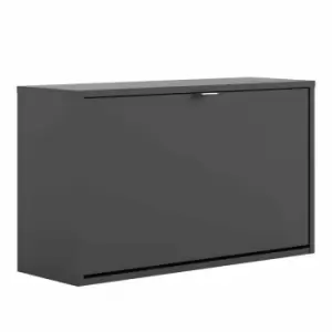 Image of Shoes Hallway Storage Cabinet With 1 Tilting Door And 2 Layers Matt Black