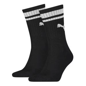 Image of Puma Crew Heritage Stripe Sock Black/White UK Size 9-11 (2 Pair)
