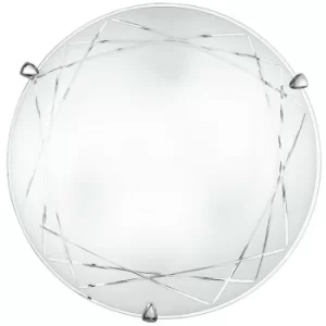 Image of Fan Europe PARADISE 2 Light Patterned Glass Flush Ceiling Light White 30cm