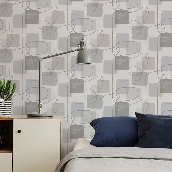 Image of FRESCO Grey Abstract Lines Wallpaper (Was £14) - Grey - Fresco 114937