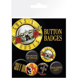 Image of Guns N Roses Lyrics and Logos Badge Pack