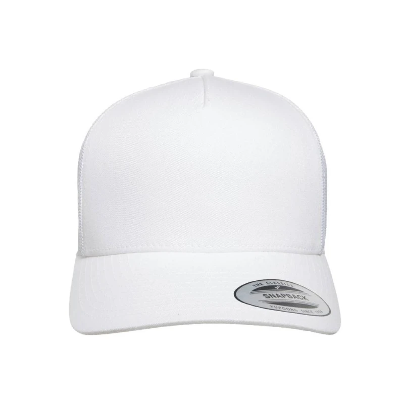 Image of Flexfit by Yupoong 5 Panel Retro Trucker Cap in White White Unisex One Size