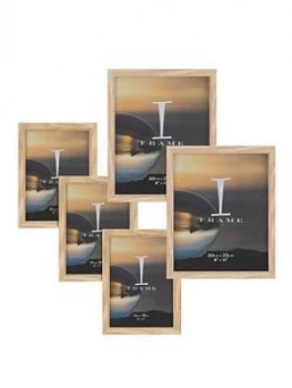 Image of Set Of 5 Oak Finish Photo Frames - 3 X 5X7", 2 X 8X10"