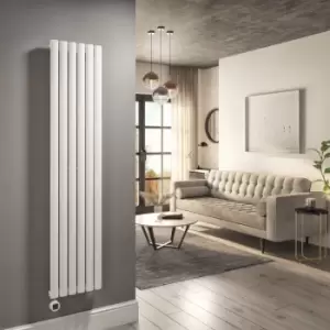 Image of White Electric Vertical Designer Radiator 1kW with WiFi Thermostat - H1600xW354mm - IPX4 Bathroom Safe