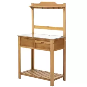 Image of Outsunny Wooden Garden Potting Table/Workstation
