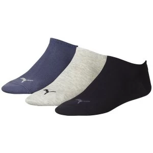 Image of Puma Invisible Socks UK Size 6-8 Navy Mix Pack of 3