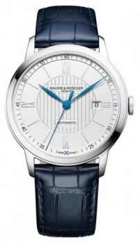 Image of Baume & Mercier Mens Classima Automatic Blue Leather Watch