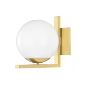 Image of Tanner 1 Light Wall Sconce Brass, Glass, 2700K