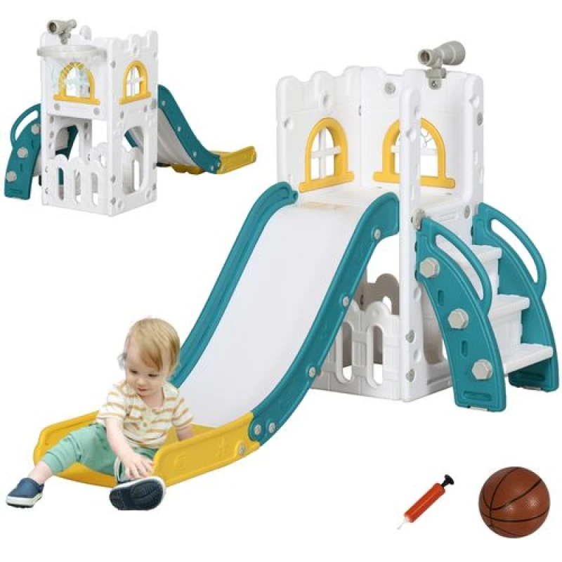 Image of AIYAPLAY 4 in 1 Kids Slide for Indoor Use - for Toddler 1-3 Years Old - Yellow TJ Hughes 5056725563226