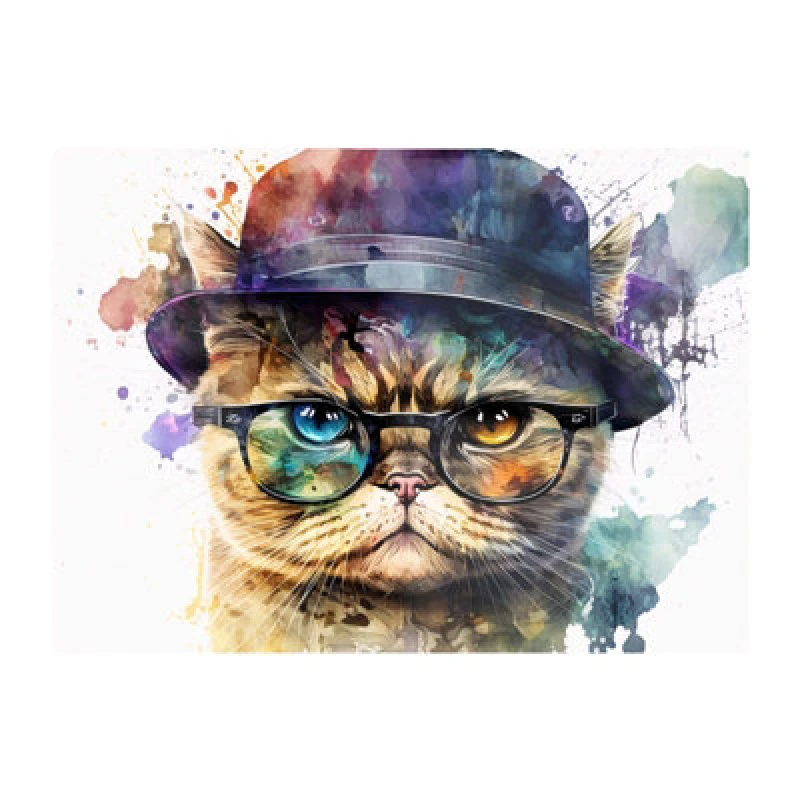 Image of Warren Reed Designer Shorthair Cat With Glasses Splashart Chopping Board