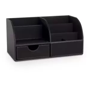 Image of Faux Leather Desk Organiser Black - Pukkr