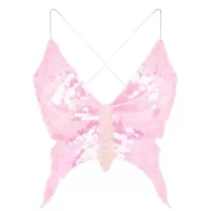 Image of Daisy Street Y2K Strappy Butterfly Crop Top - Pink