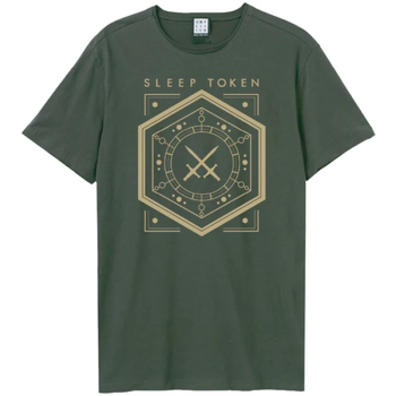 Image of Amplified Mens Emergence Feathered Host Sleep Token T-Shirt in Charcoal Size: XS Charcoal Male XS