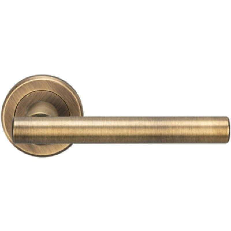 Image of Loops PAIR Straight T Bar Handle on Round Rose Concealed Fix Antique Brass Metallics