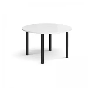 Image of Circular Black radial leg meeting table 1200mm - white