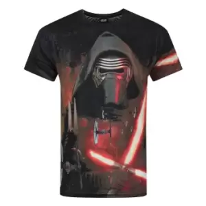 Image of Star Wars Mens Force Awakens Kylo Ren Lightsabre Sublimation T-Shirt (L) (Black)