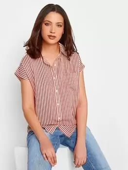 Image of Long Tall Sally Red Stripe Short Sleeve Shirt, Red, Size 20, Women