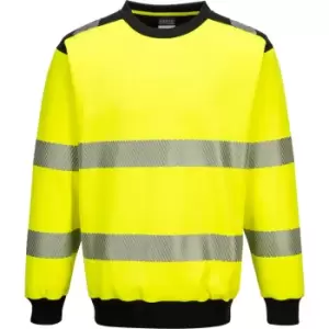 Image of Portwest PW3 Hi Vis Crew Neck Sweatshirt Yellow / Black M