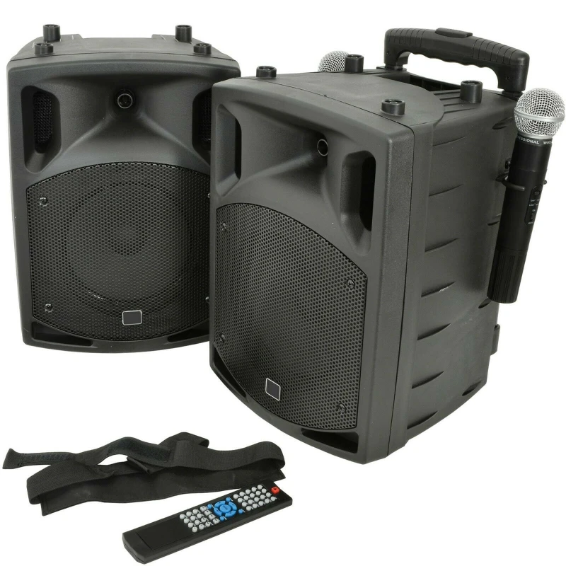 Image of Loops 2x 100W Outdoor Portable PA Speaker System Bluetooth Wireless Rechargeable UHF Multi unisex