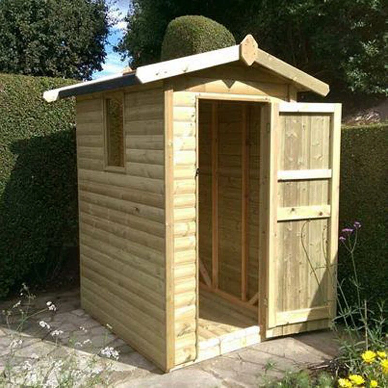 Image of Churnet Valley Garden Furniture Ltd 6 x 4 Feet Apex Shed - Pressure Treated Timber - L182 x W122 x H240cm in Brown Brown Unisex