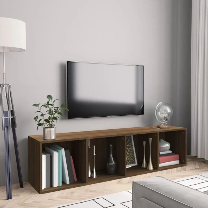 Image of Vidaxl Book Cabinet/Tv Cabinet Brown Oak 143X30X36Cm Engineered Wood, Brown 815272