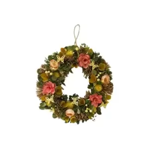 Image of Garden Mile Floral Artificial Foliage & Flower Ornamental Door Wreath Wall Hanging Fence Door Decoration (Summer Whirl)