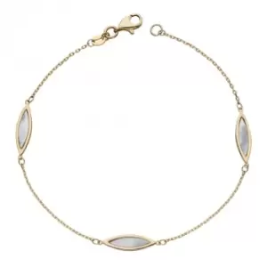 Image of Navette Mother of Pearl Yellow Gold Bracelet GB500W