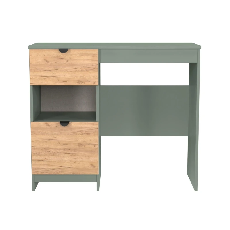 Image of Welcome Furniture Ready Assembled Bora 2 Drawer Open Shelf Vanity, Green BOP631GCRG