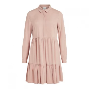 Image of Vila long sleeve dress with button detail - Misty Rose