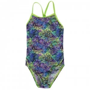 Image of Slazenger Bound Back Swimsuit Junior Girls - Purple/Green