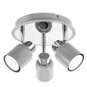 Image of Benton 3-Way Ceiling Spotlight in Grey and Chrome