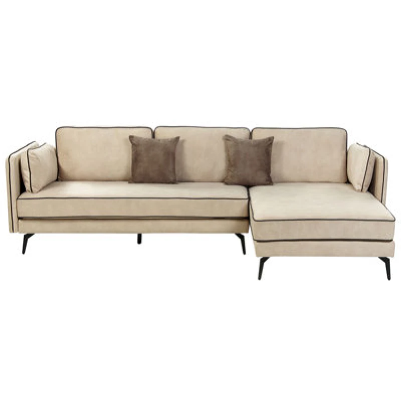 Image of Beliani Corner Sofa 3 Seater Altan Velvet Beige Left Hand