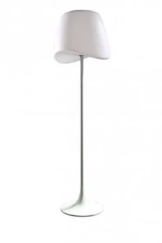 Image of Floor Lamp 2 Light E27 Foot Switch Indoor, Matt White, Opal White