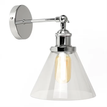 Image of Lloyd Chrome Wall Light with Conical Glass Shade