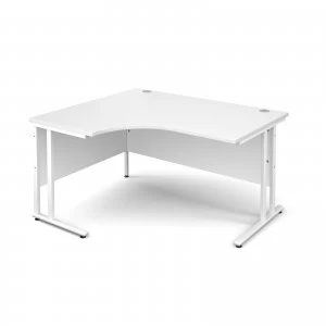 Image of Maestro 25 WL Left Hand Ergonomic Desk 1400mm - White Cantilever Frame