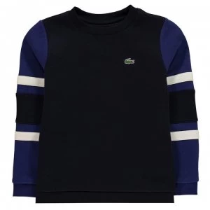 Image of Lacoste Lacoste Sport Striped Sleeve Fleece Sweatshirt - Navy/White