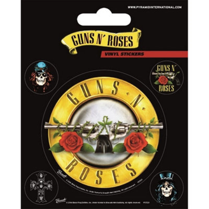 Image of Guns N' Roses Guns N Roses Vinyl Bullet Logo Stickers (Pack of 5) Multi One Size Unisex 5059958071612