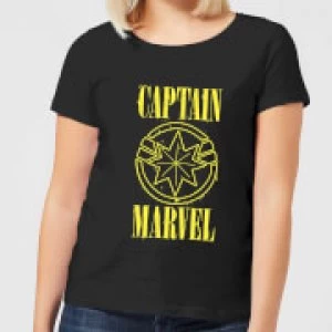Image of Captain Marvel Grunge Logo Womens T-Shirt - Black - S