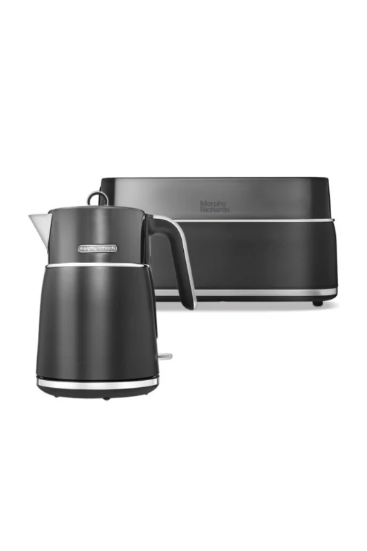 Image of Morphy Richards Signature Black Kettle And 4 Slice Toaster Set Black One Size Unisex 5056765430304