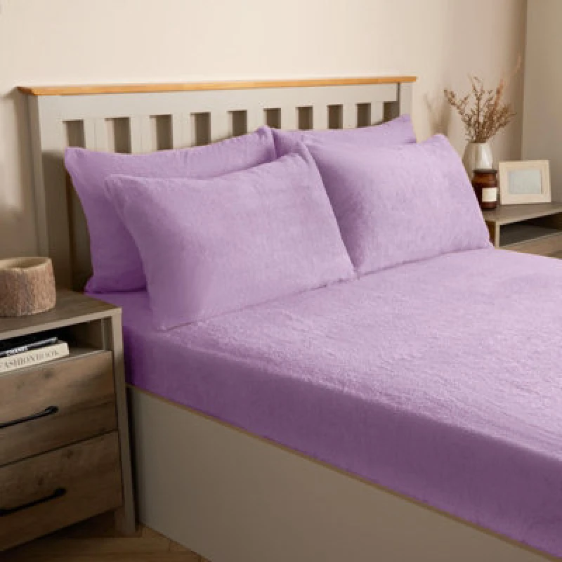 Image of OHS OHS 4 Pack Teddy Fleece Pillowcase Cover Bedding Set Thermal in Lilac Size: Standard Pillow Case Lilac Standard Pillow Case Unisex 5027434213030