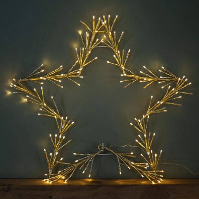 Image of Samuel Alexander 60Cm Light Up Gold Christmas Star With 150 Static And Flashing Warm White Leds